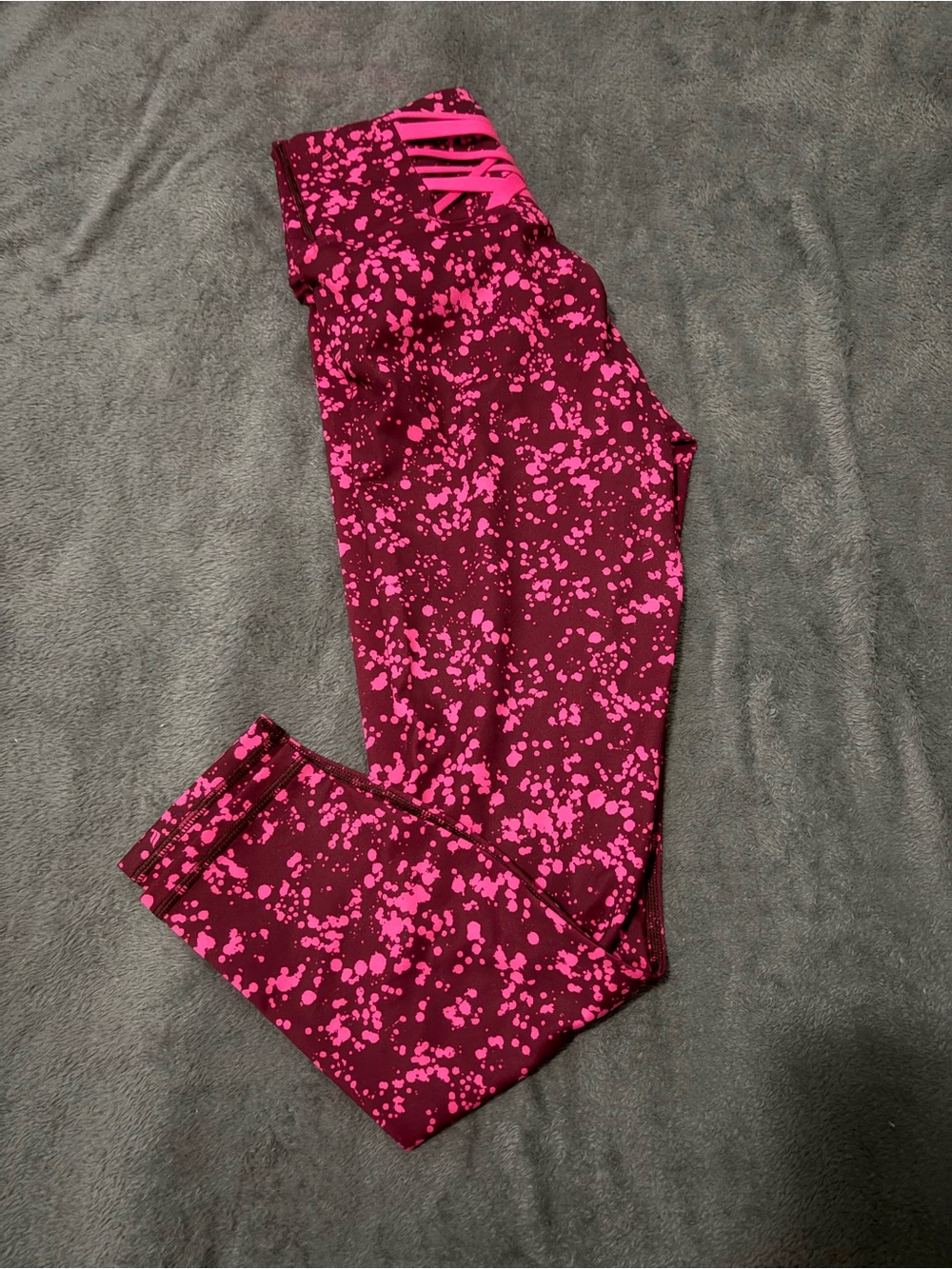 Fabletics Pink & Maroon Speckled High-Waist Leggings